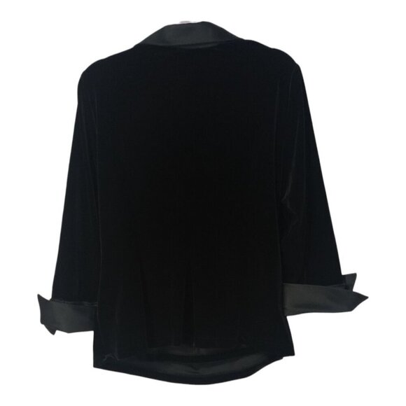 JS Collections Womens Black Blouse Chic Satin Cuffs And Collar Zip Back Size 16W - Picture 2 of 12